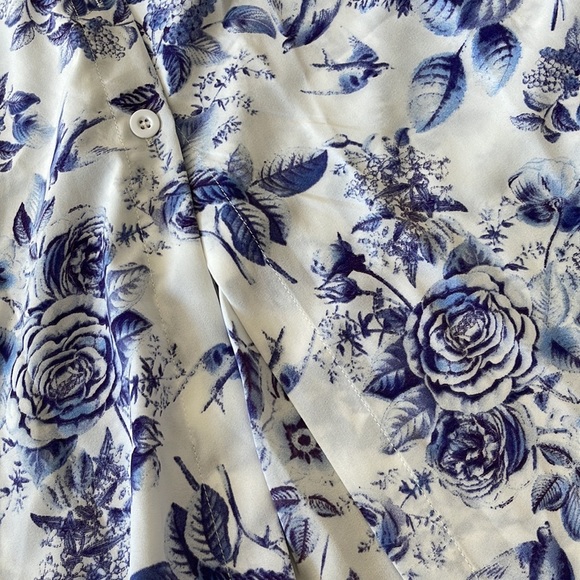 Bates Off the Shoulder Midi Dress in Blue Floral - Picture 7 of 7